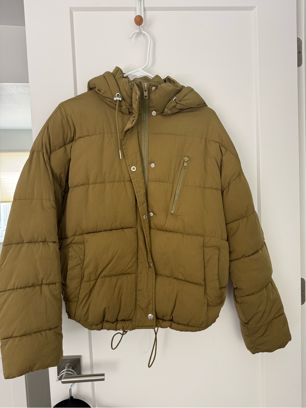 Urban Outfitters Olive Green Hooded Puffer Jacket